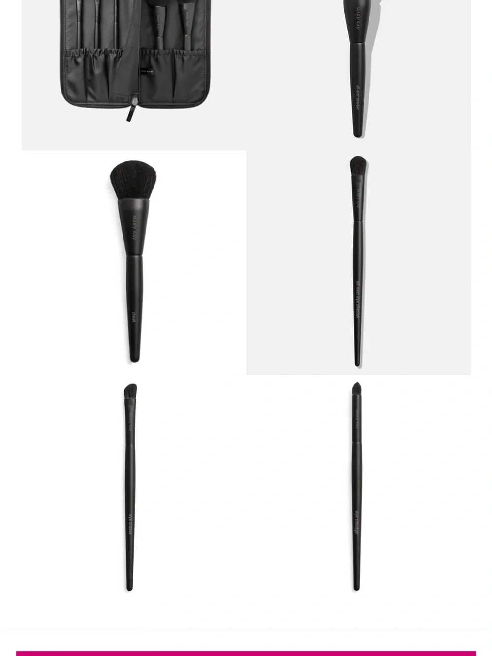 Mary Kay Black Brush Set with Black Zipper Travel Case